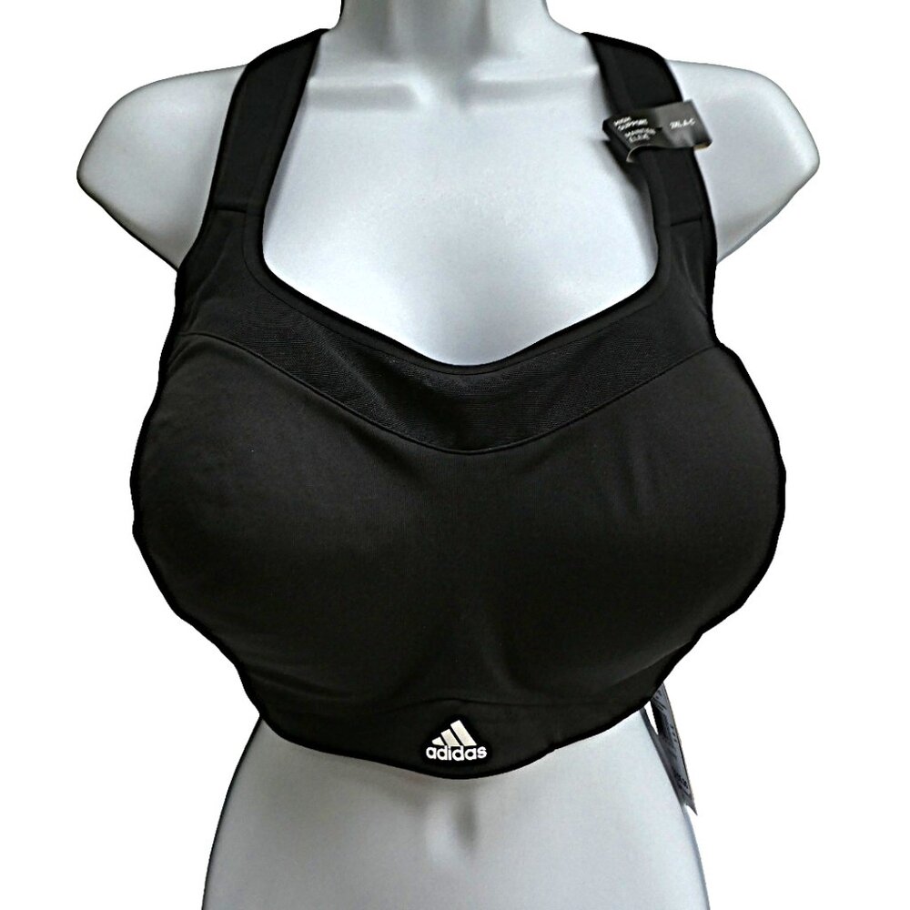 NEW Adidas Black Sports Athletic Training Bra High Support Adj Wide Straps 2XL C